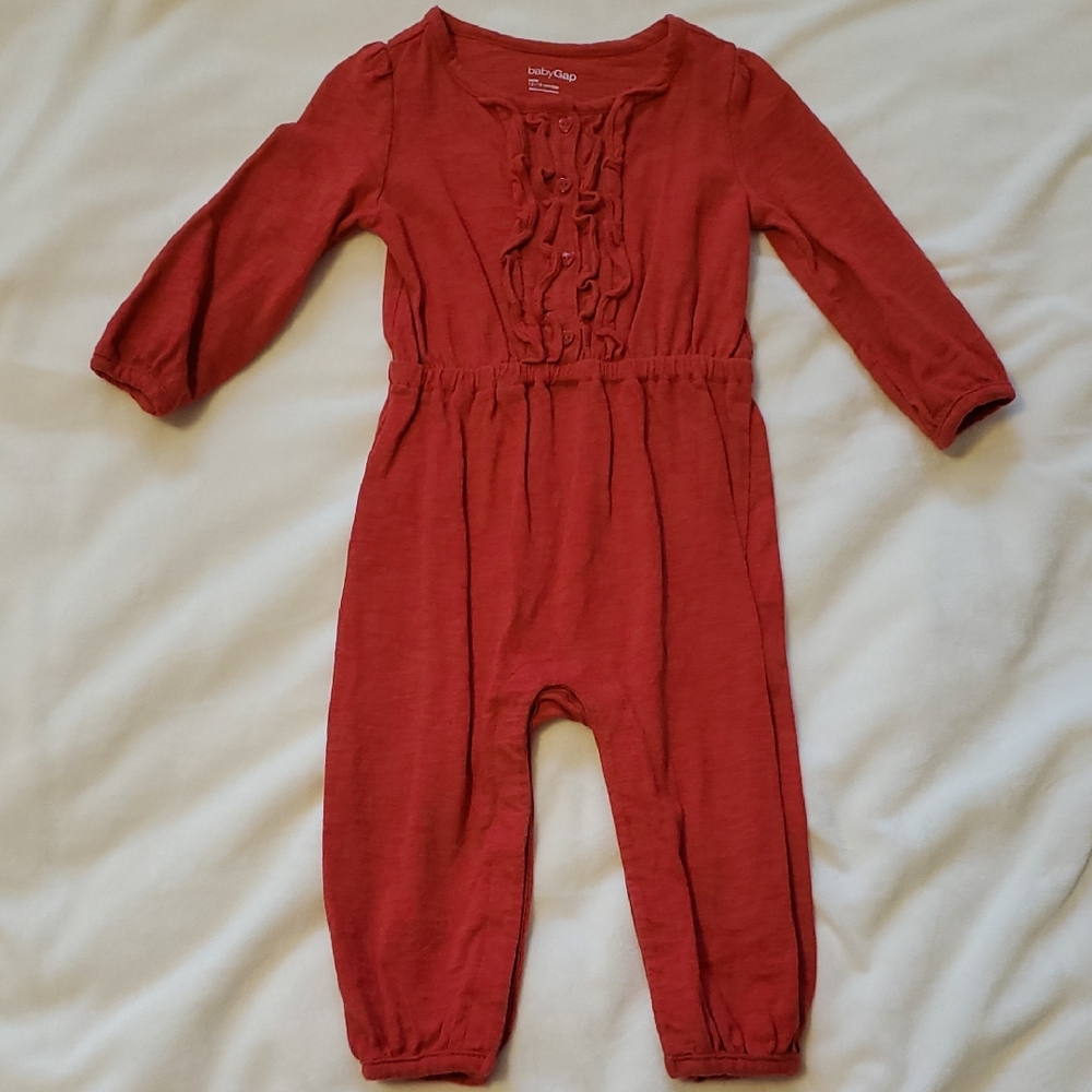 GAP Baby Red Long Sleeved Romper, 12-18 Months